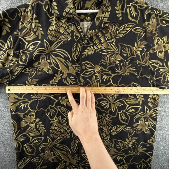 Tommy Bahama All Silk Floral Black Green Short Sleeve Camp Shirt Loop Collar Med - Picture 5 of 13